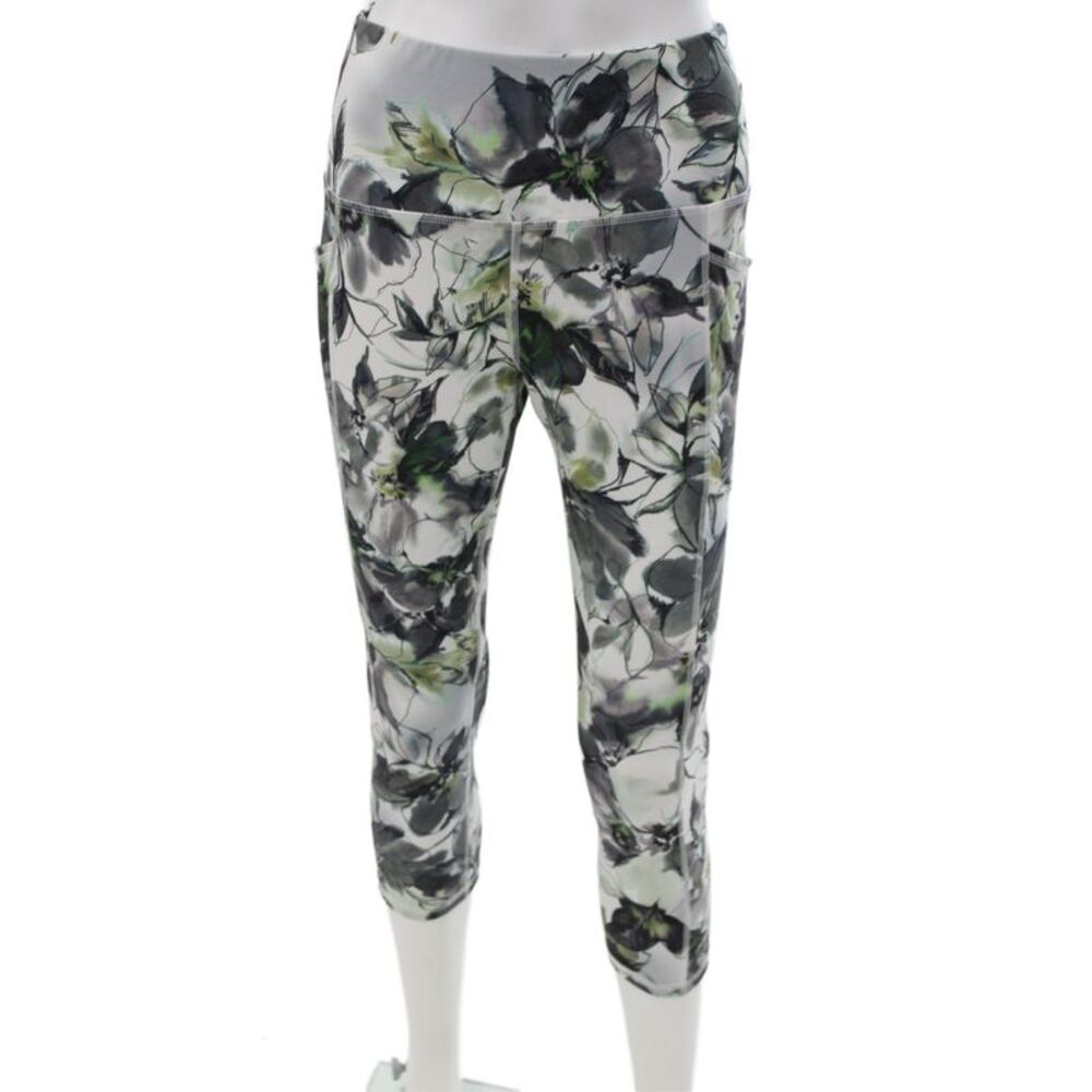 RBX Active Women Floral Capri Leggings Gray Size M